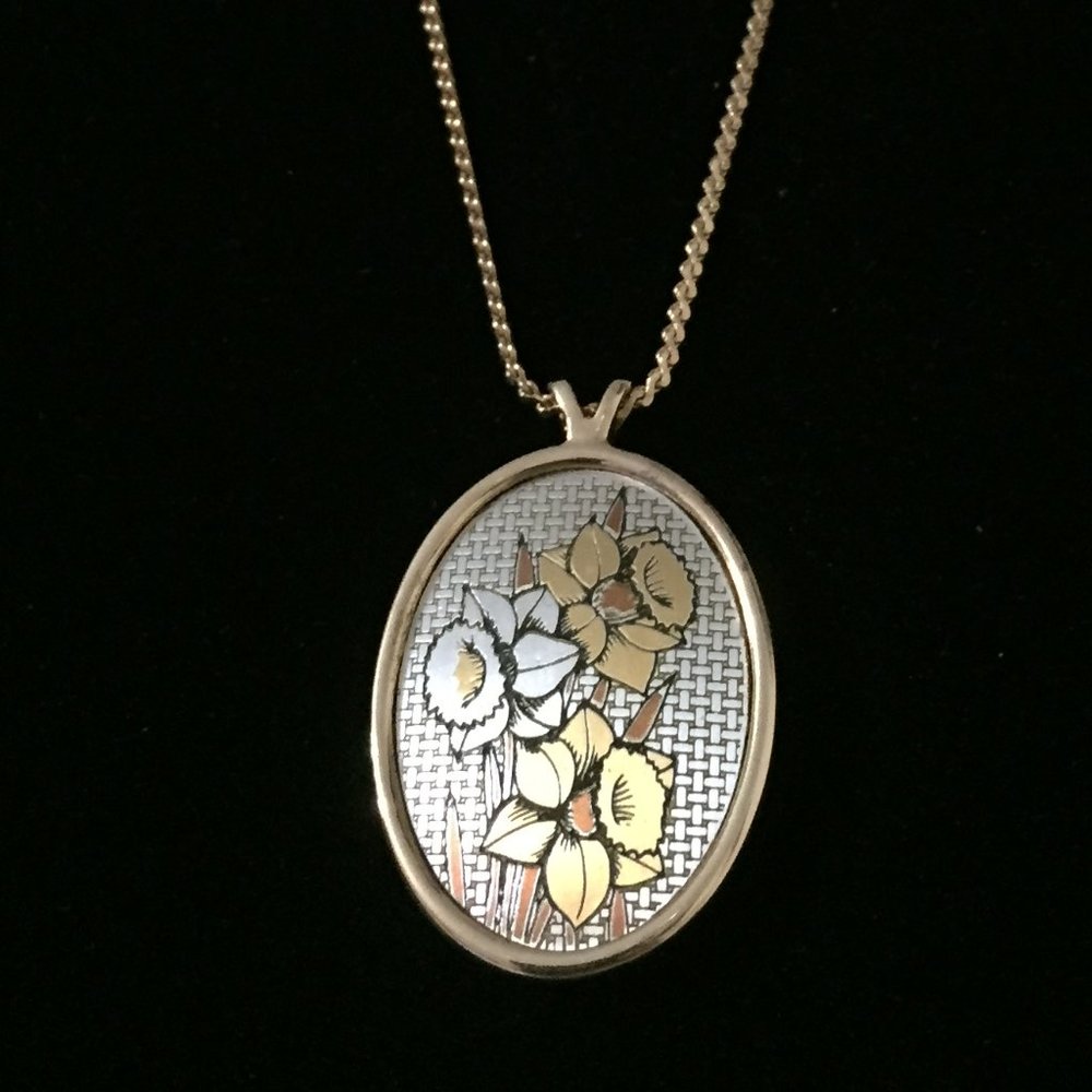 Vintage Reed & Barton Damascense Pendant Necklace
